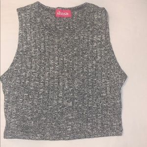 Gray knitted cropped tank